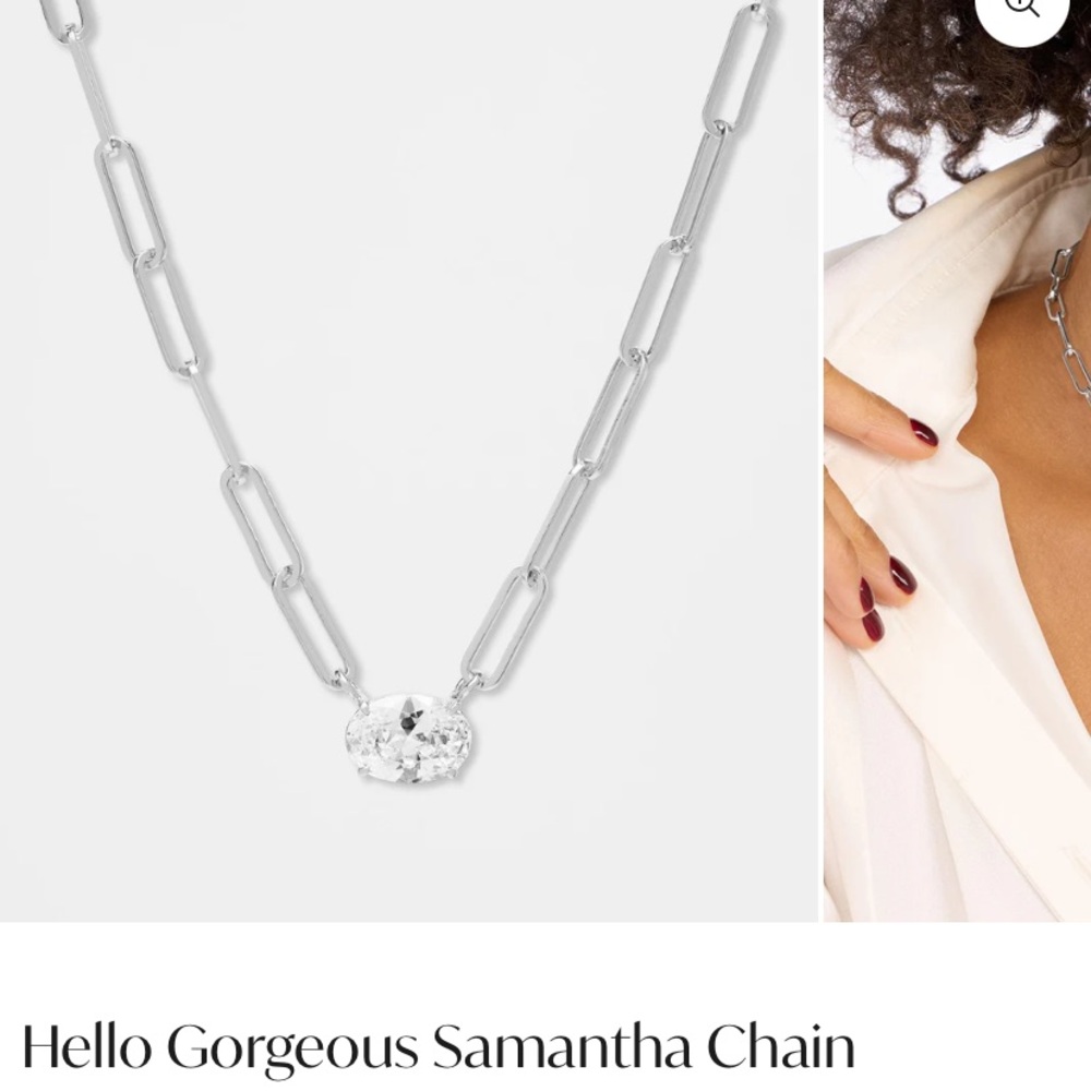 Elegant Silver Chain Necklace with Clear Gem